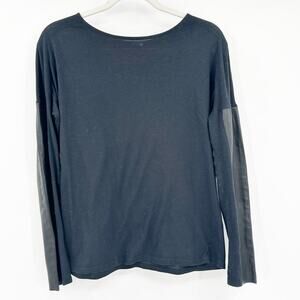 Michael Stars Womens Edgy Minimalist Supima Leather Long Sleeve Top Size S Black